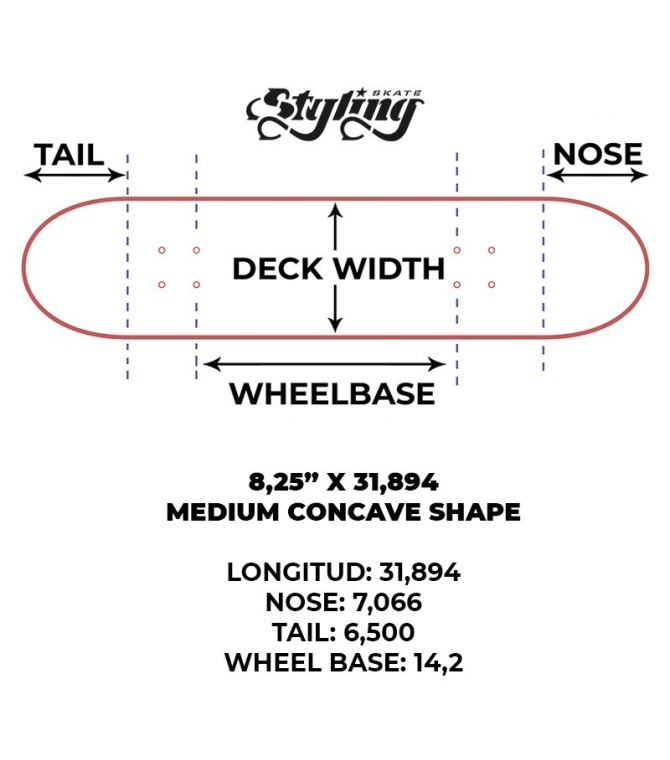 Tabla skate STYLING Spiderweb 8,25" - Verde