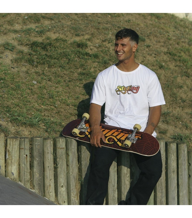 Tabla skate STYLING Spiderweb Med. 8.0" Oem - Naranja