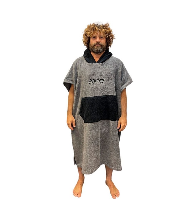 Ponchos STYLING Bicolor Talla S - Bolsillo - Gris