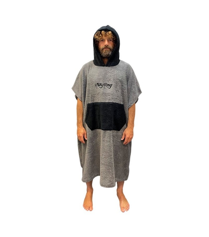 Ponchos STYLING Bicolor Talla S - Bolsillo - Gris
