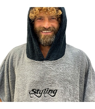 Ponchos STYLING Bicolor Talla S - Bolsillo - Gris