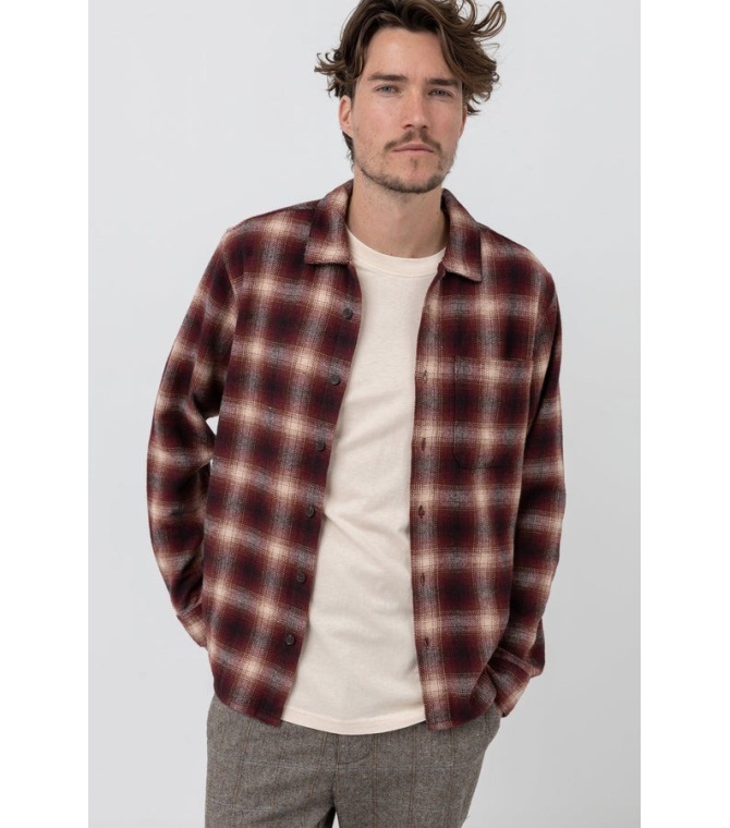 Camisa RHYTHM Check Ls Shirt - Mulberry