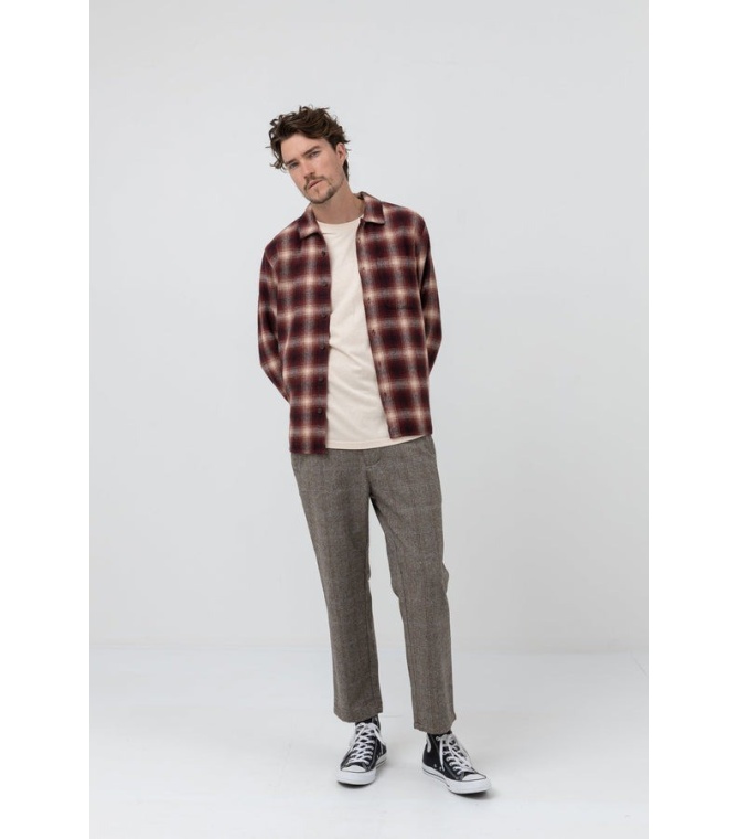 Camisa RHYTHM Check Ls Shirt - Mulberry