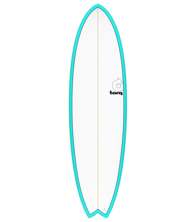 Tabla surf TORQ 6'10" Fish Tet Pinline Wht Deck - Miami blue/pinline