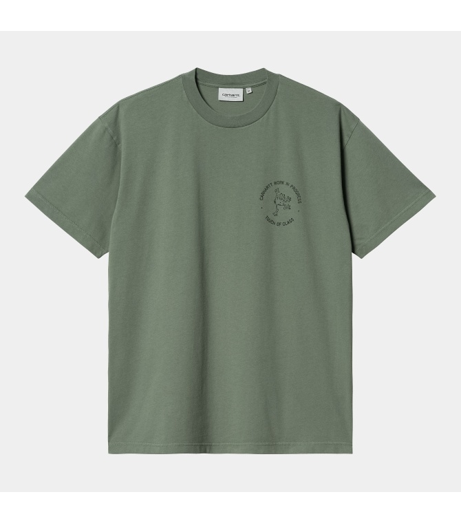 Camiseta Carhartt Wip Stamp - Duck Green / Black Stone Washed