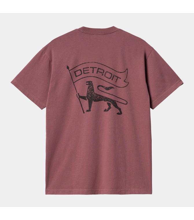 Camiseta Carhartt Wip Stamp-Dusty Fuchsia / Black Stone Washed