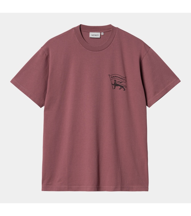 Camiseta Carhartt Wip Stamp-Dusty Fuchsia / Black Stone Washed