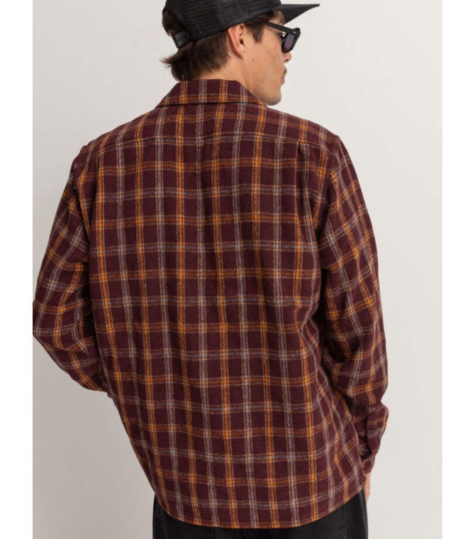 Camiseta RHYTHM Check Ls Shirt - Wine