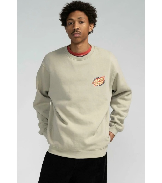 Sudadera SANTA CRUZ Oval Check Flame Crew-Stone Grey