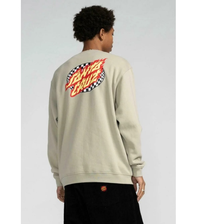 Sudadera SANTA CRUZ Oval Check Flame Crew-Stone Grey