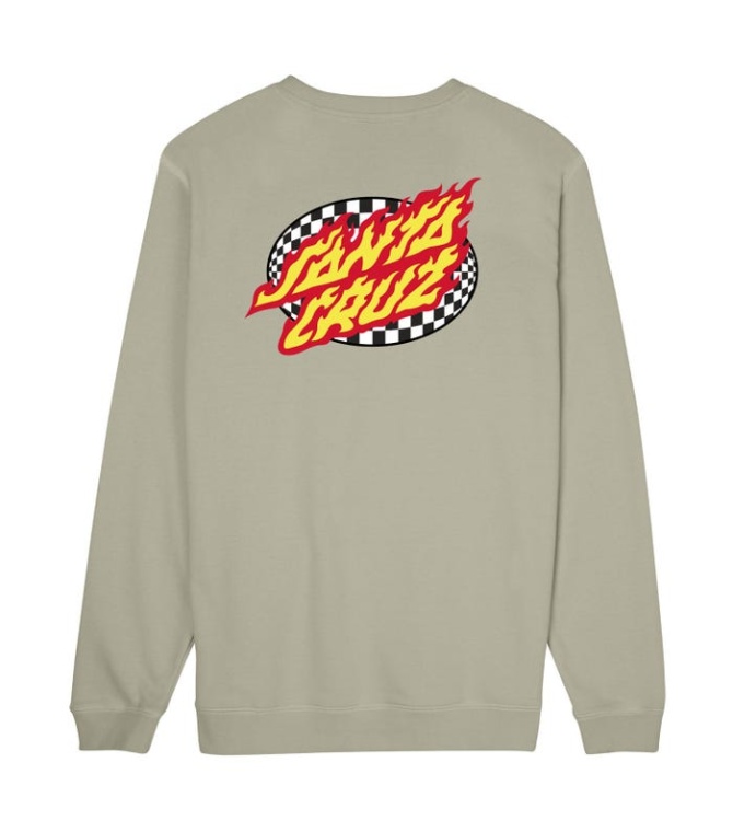 Sudadera SANTA CRUZ Oval Check Flame Crew-Stone Grey