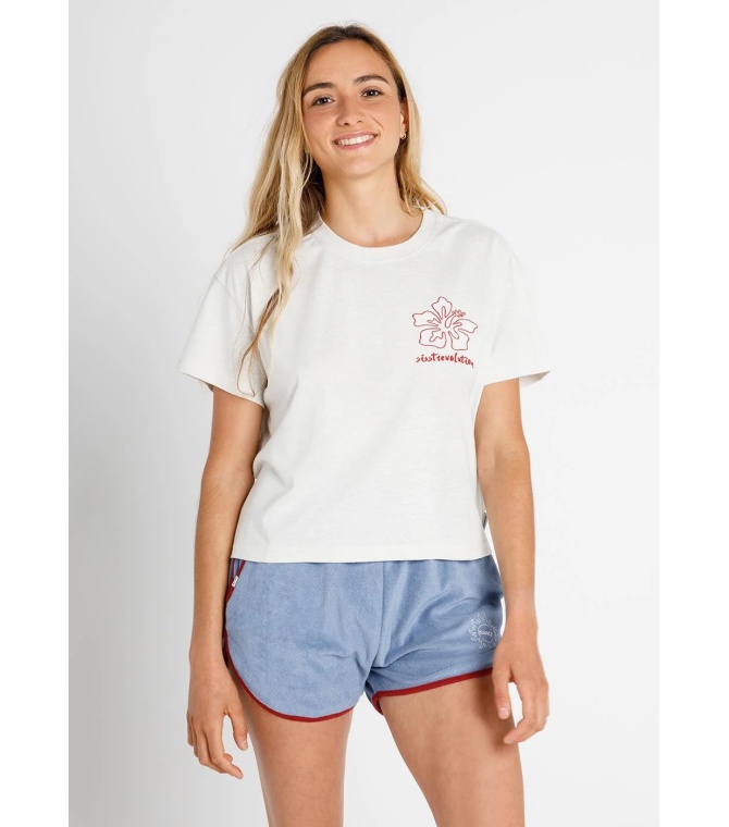 Camiseta SISSTREVOLUTION Hibiscus Tee-Vintage White
