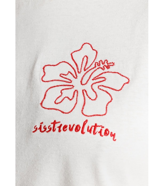 Camiseta SISSTREVOLUTION Hibiscus Tee-Vintage White