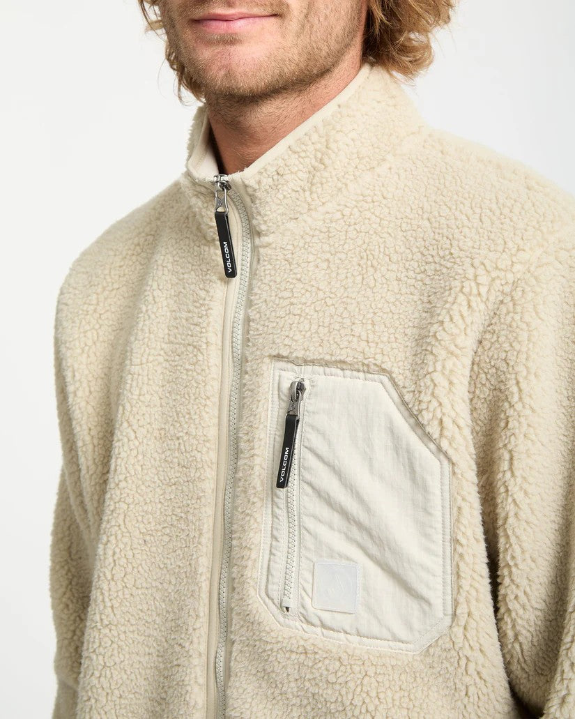 Sudadera volcom muzzer fuzzar zip - stone