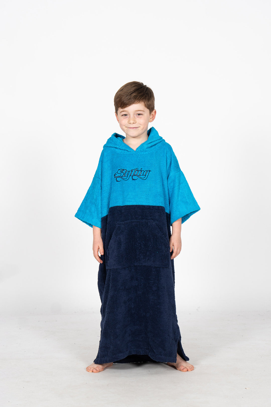Ponchos Styling Bicolor - turquesa azul marino