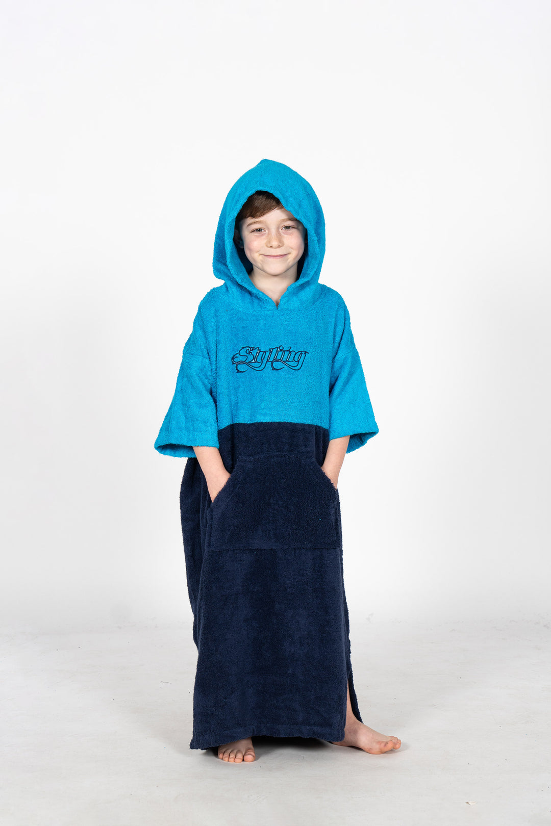 Ponchos Styling Bicolor - turquesa azul marino
