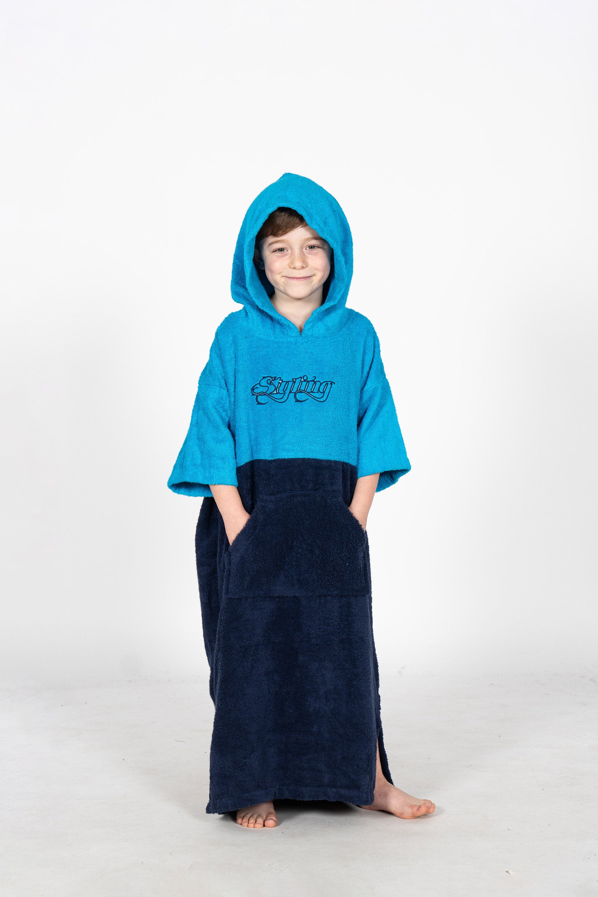 Ponchos Styling Bicolor - turquesa azul marino