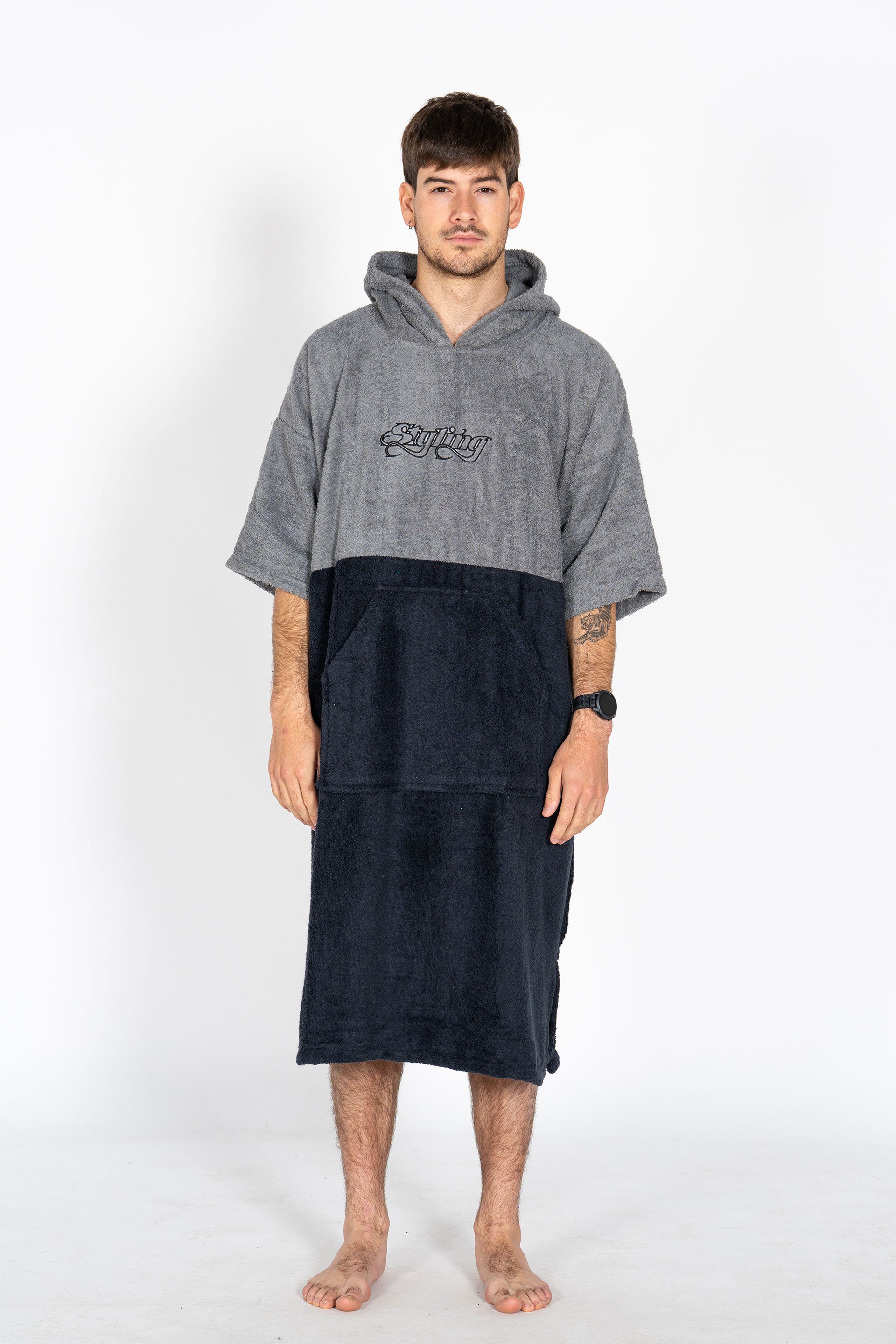 Ponchos Styling Bicolor - gris negro
