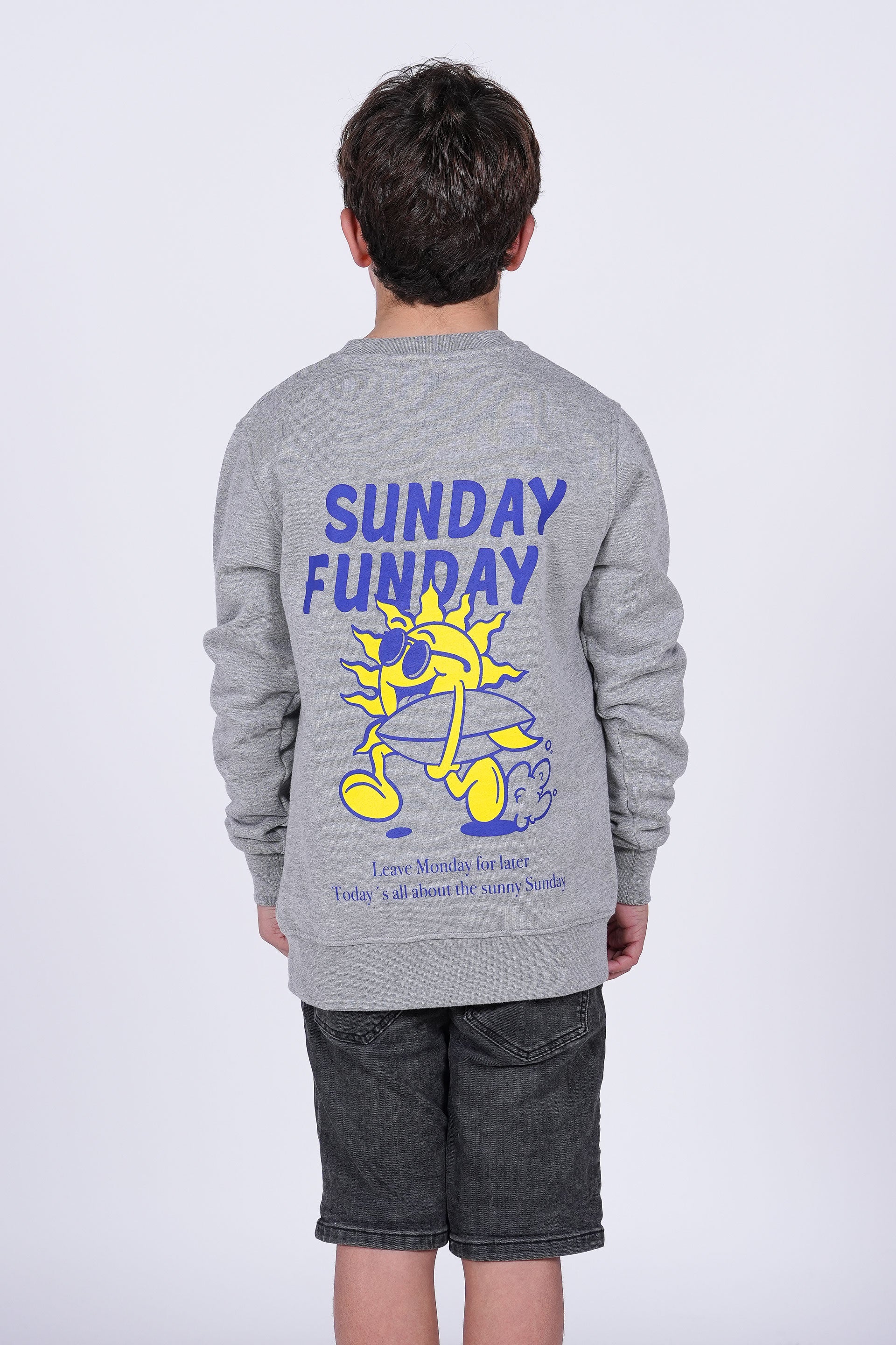 Sudadera Crew Sunday Funday - heather gray