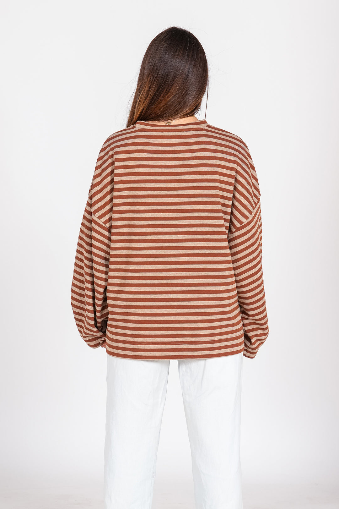 Camiseta Styling Taianna Oversize - wood smoke stripe