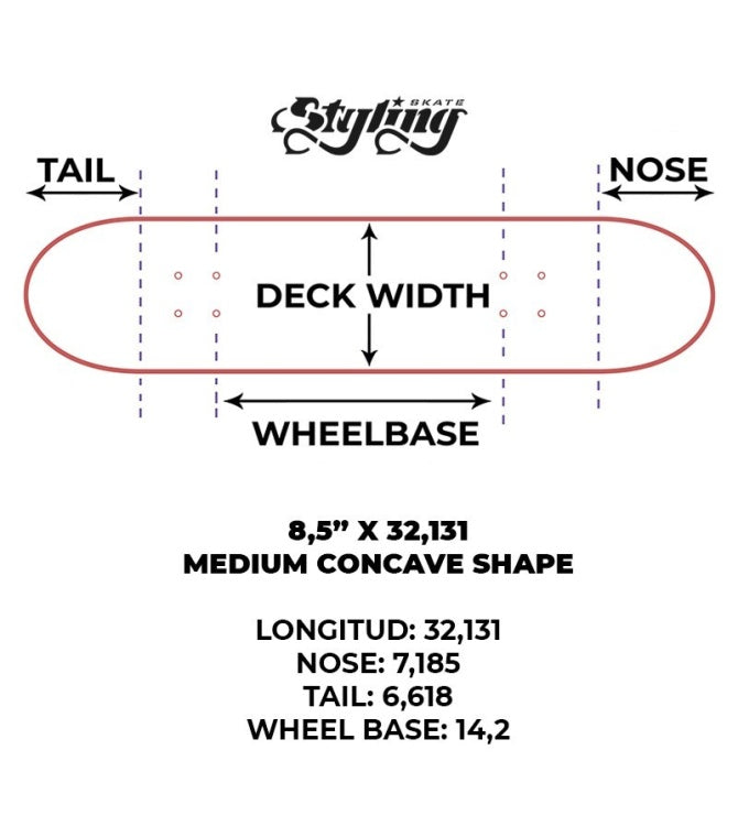 Tabla skate Styling Spiderweb 8,5" - Verde