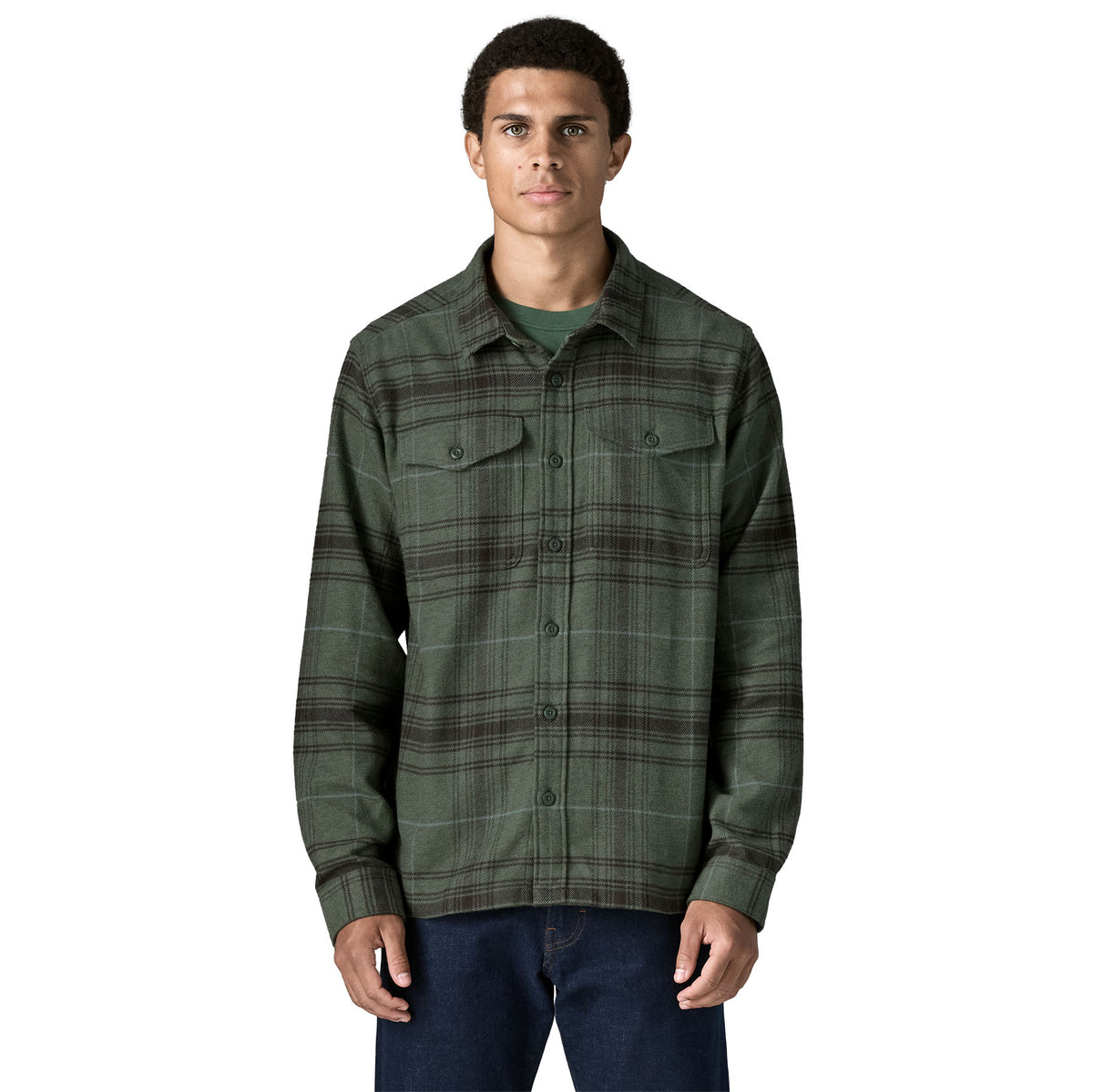 Camisa patagonia m s fjord flannel shirt - dissolve: treeline green