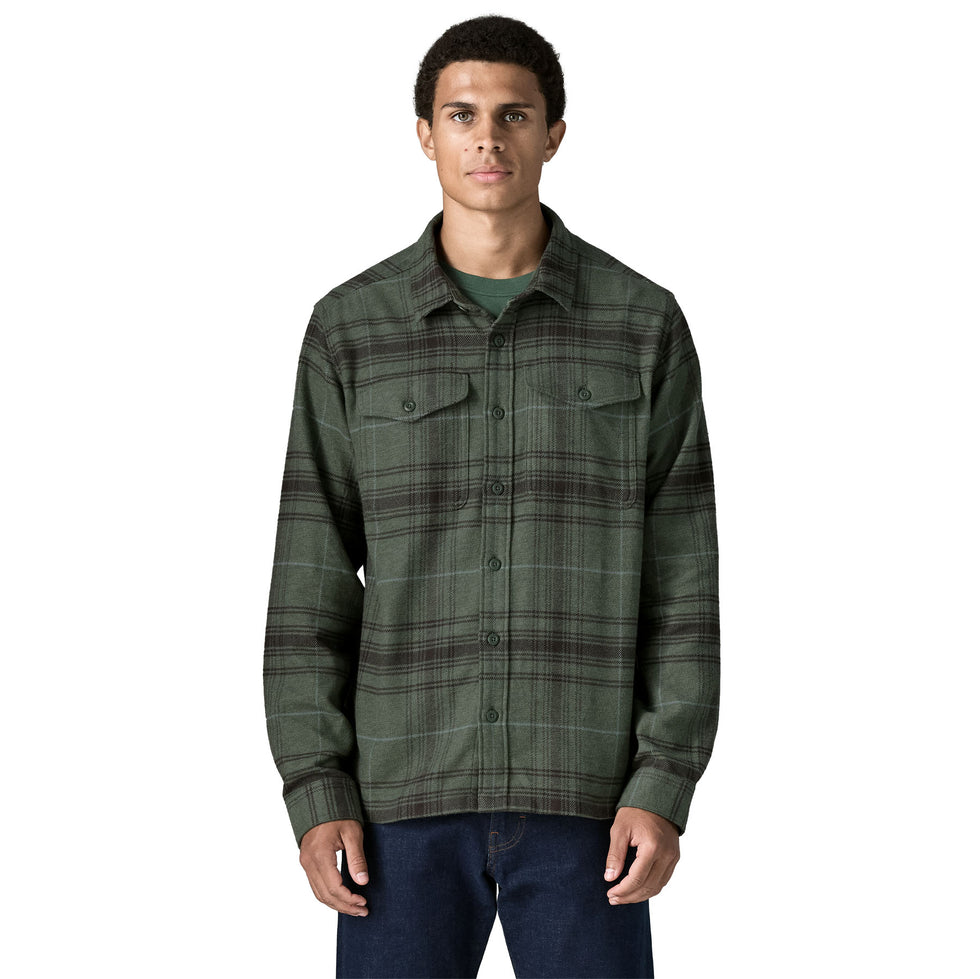 Camisa patagonia m s fjord flannel shirt - dissolve: treeline green
